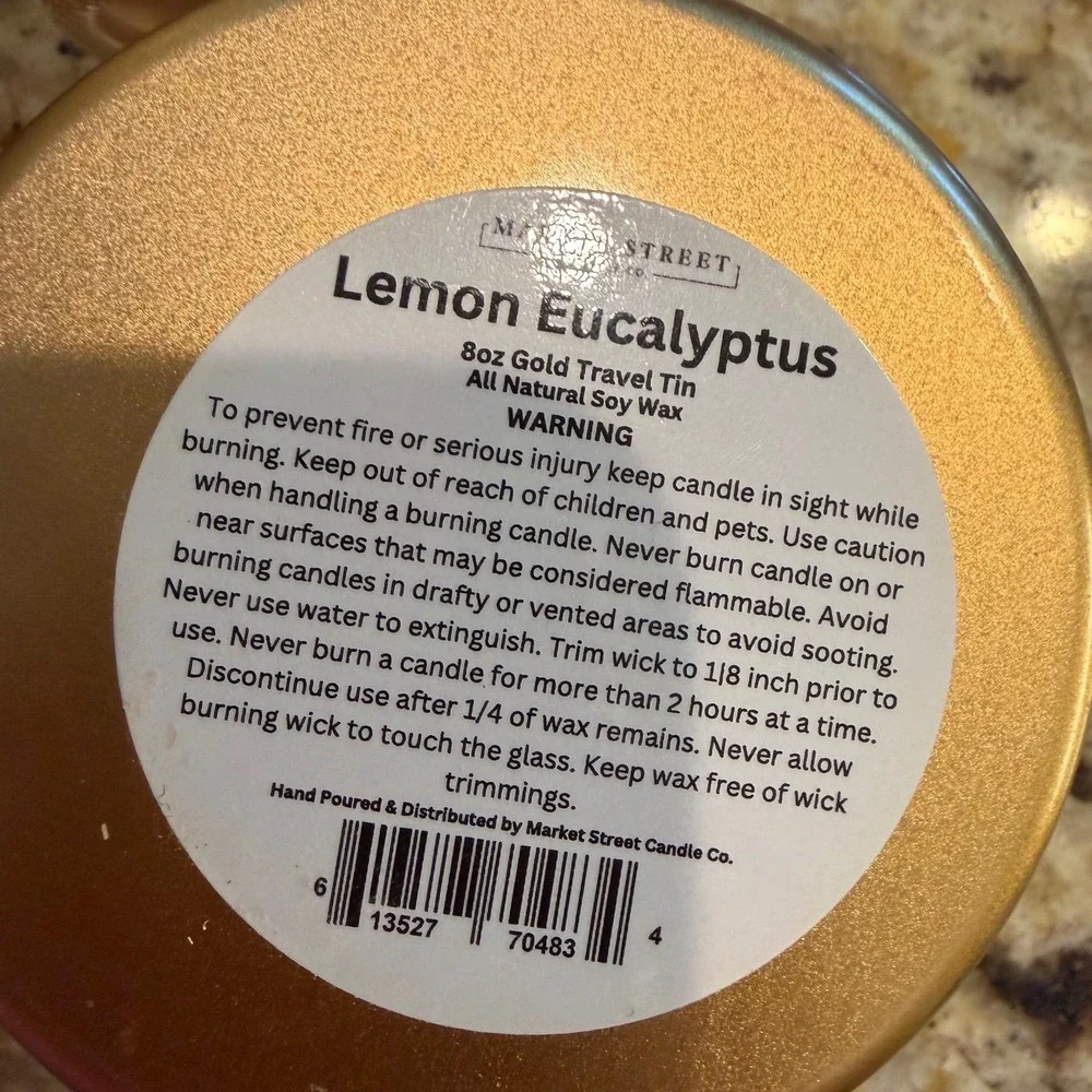 Market Street Candle Lemon Eucalyptus Home Fragrance Set Size 4pc Soy USA NEW‎